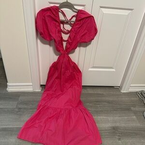 Zara Vibrant Pink Maxi Dress with Open Back